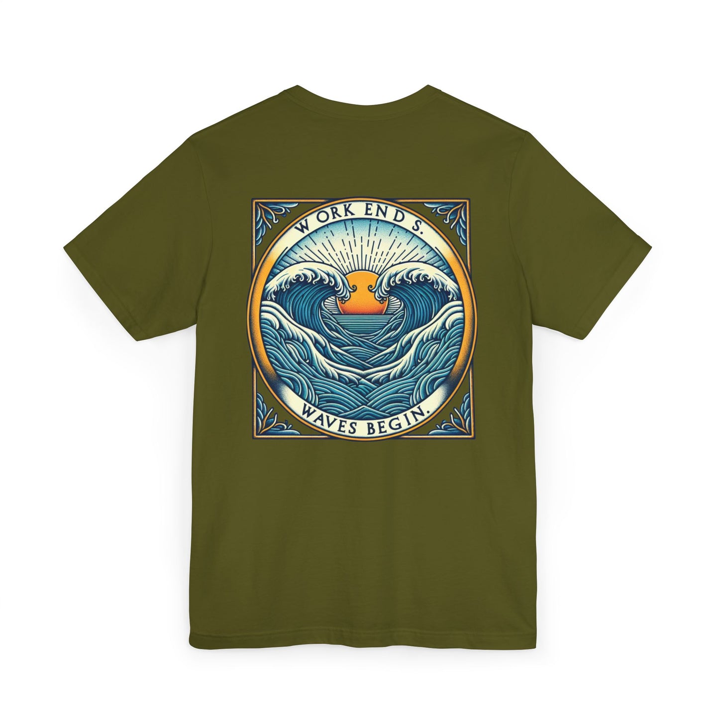 Womens T-Shirt - Work Ends, Waves Begin