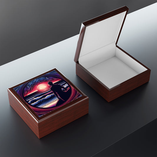 Surf-Inspired Jewelry Box with Sunset Design
