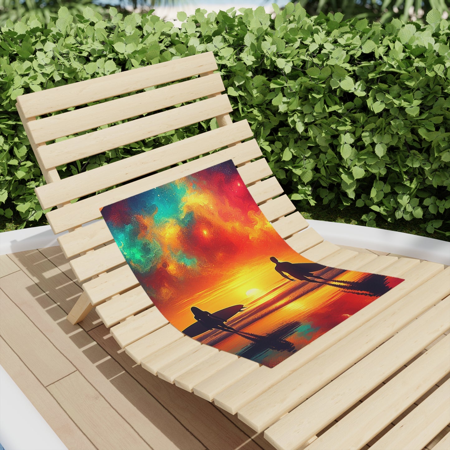 Sunset Surfer Beach Towels