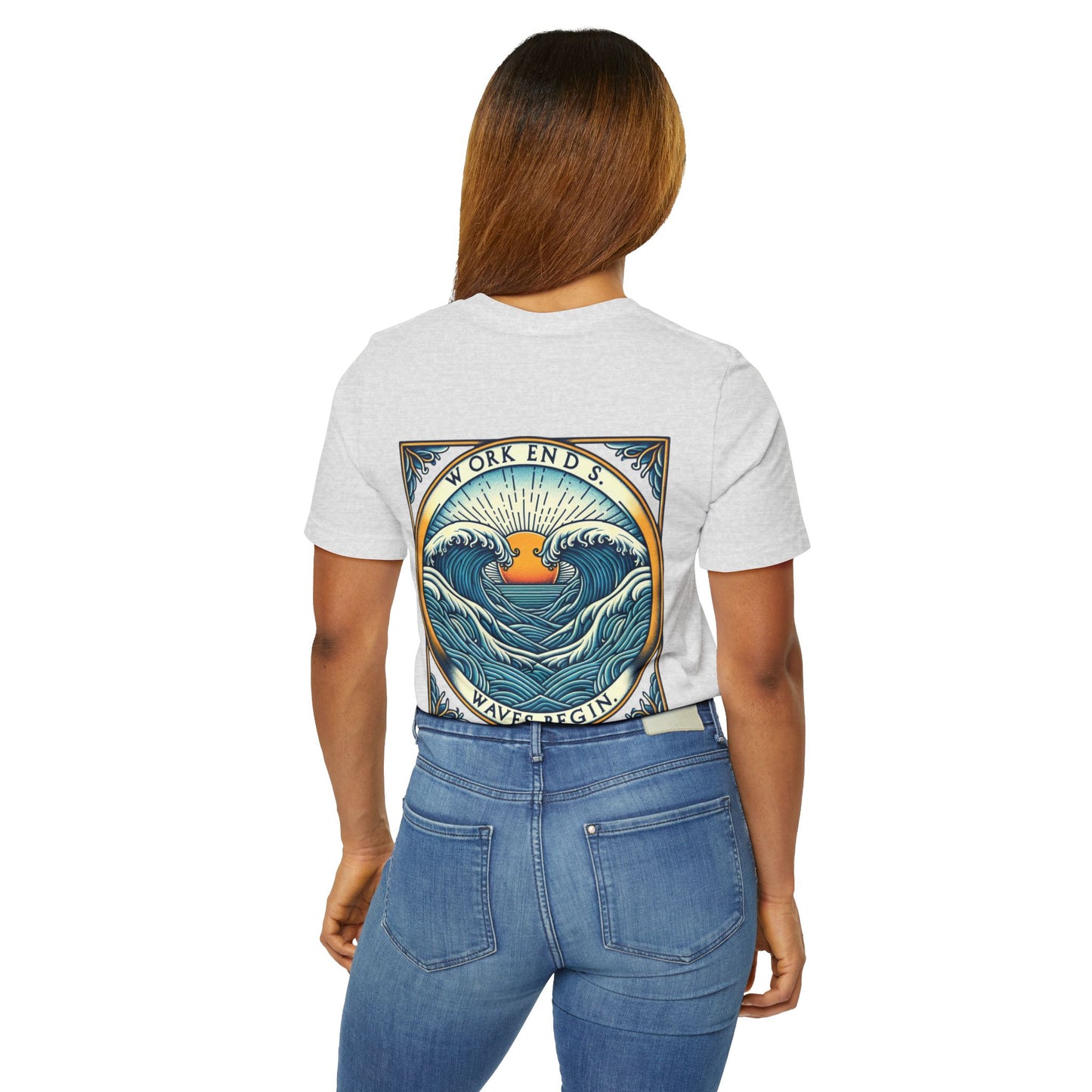 Womens T-Shirt - Work Ends, Waves Begin