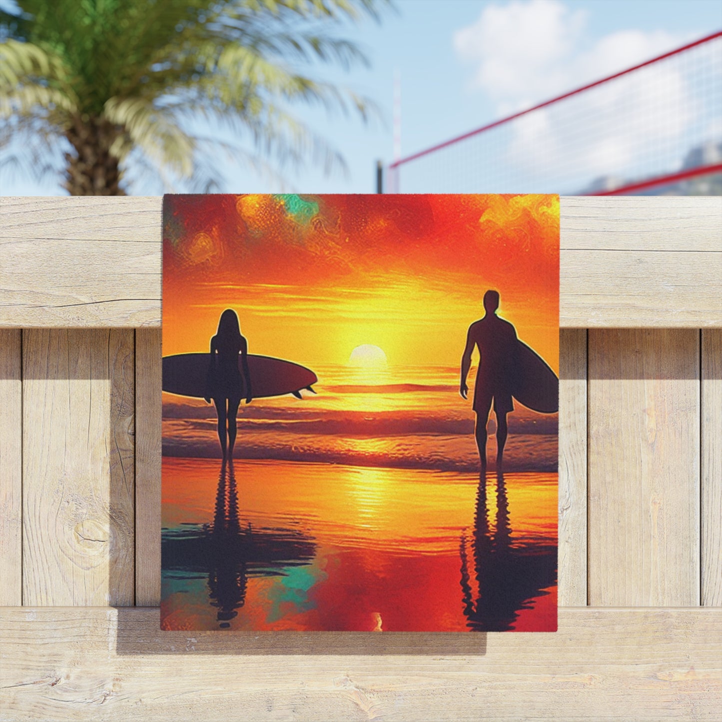 Sunset Surfer Beach Towels