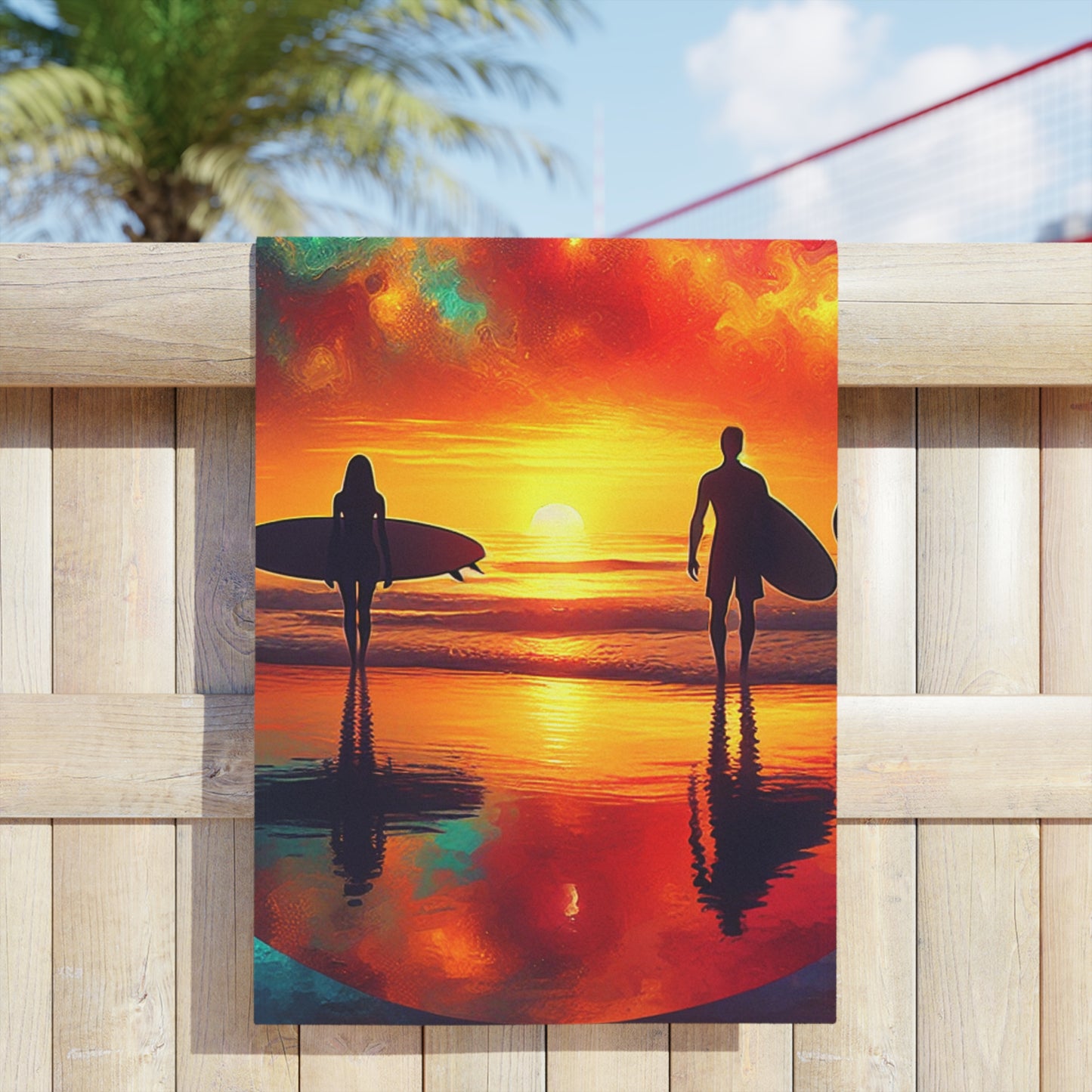 Sunset Surfer Beach Towels