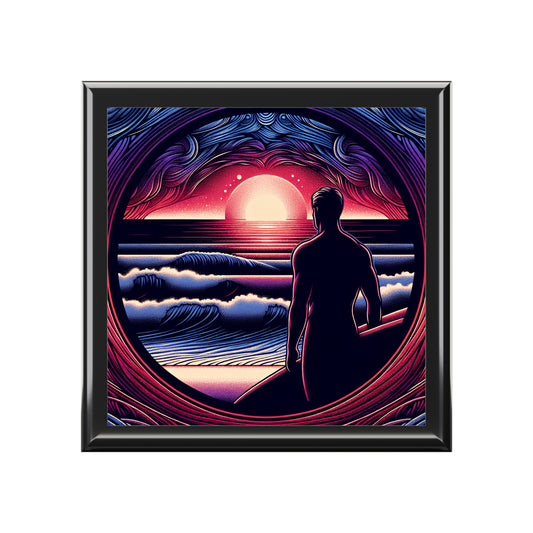 Surf-Inspired Jewelry Box with Sunset Design