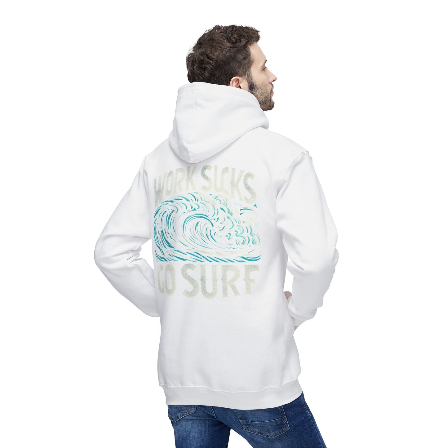 Hooded Sweatshirt - Work Hard Go Surf